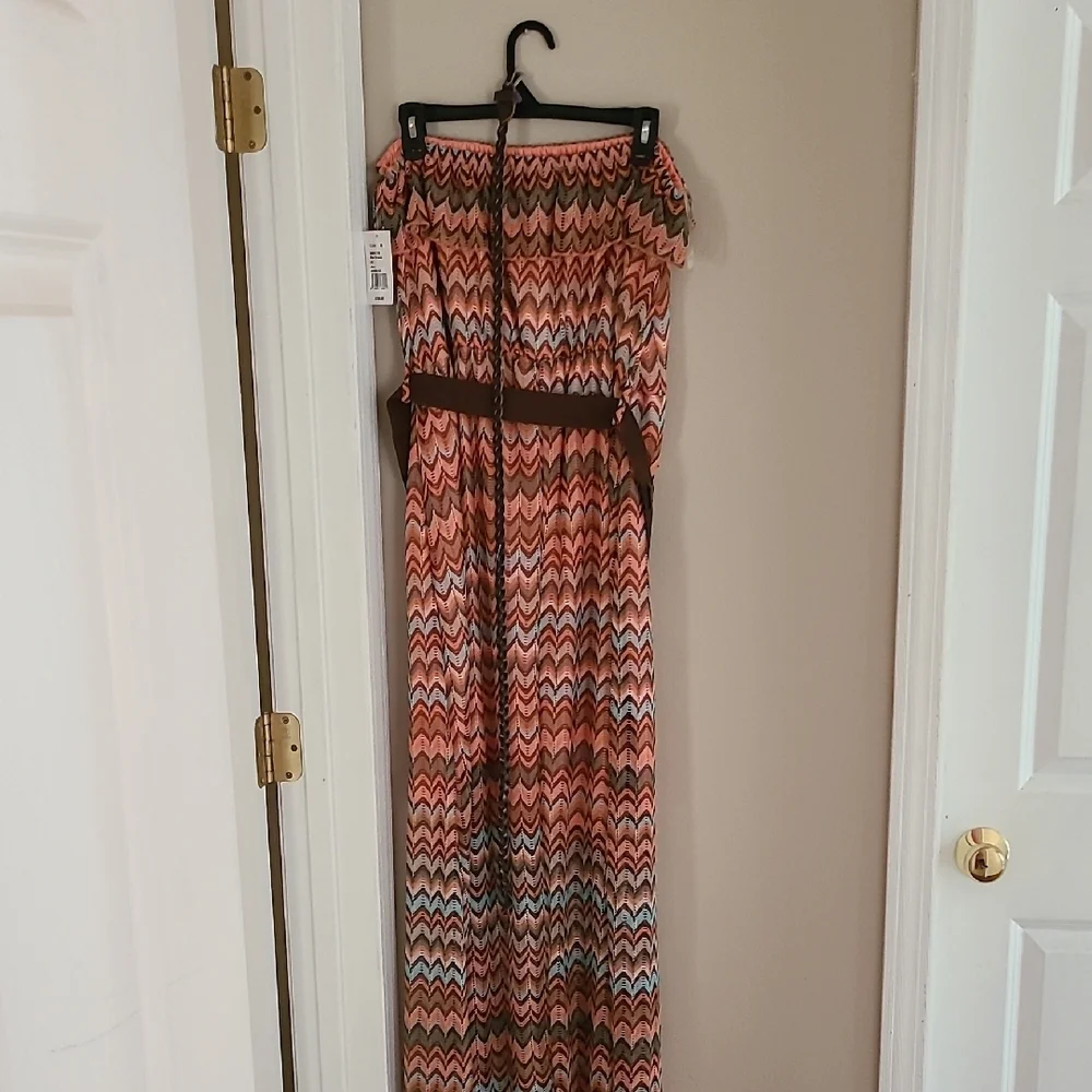 NWT: Strapless Chevron Maxi Dress - Multicolor - Picture 2 of 4